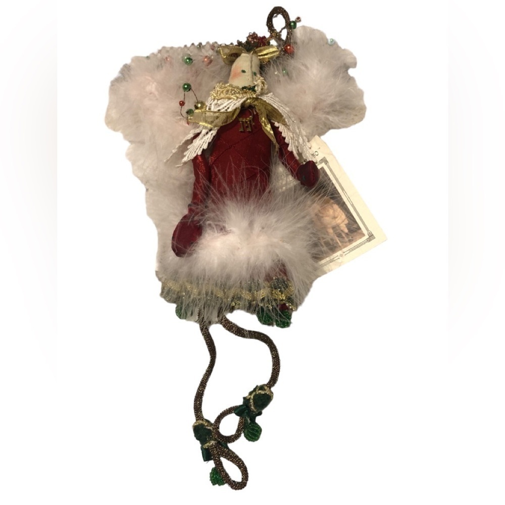 Carmen Manago Large Red Christmas Angel Soft Sculpt Feathers Ornaments 14” Box